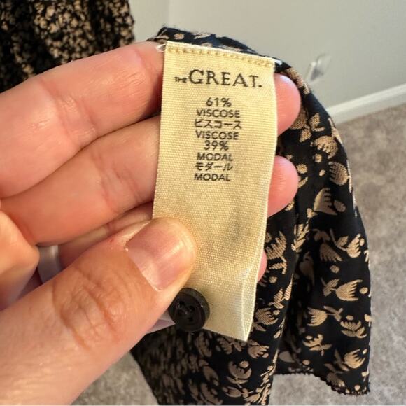 THE GREAT. Black Tan Floral Tiered Long Sleeve Maxi Dress 1 Small - Picture 14 of 16